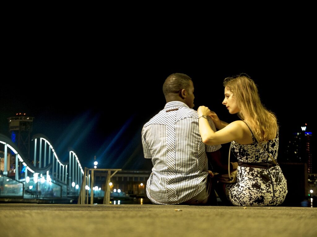 barcelona, night, couple