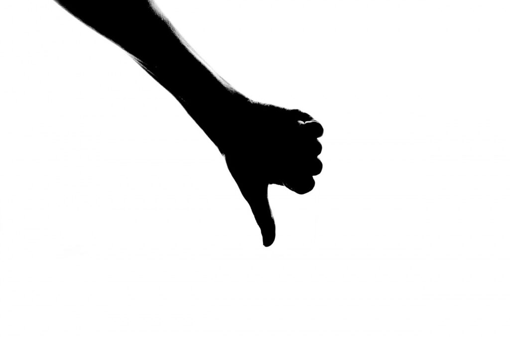 silhouette, thumb, down